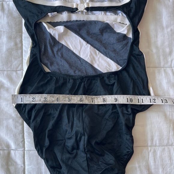 Rare Vintage Black + White Diagonally Striped Strapless One Piece S - Picture 11 of 13